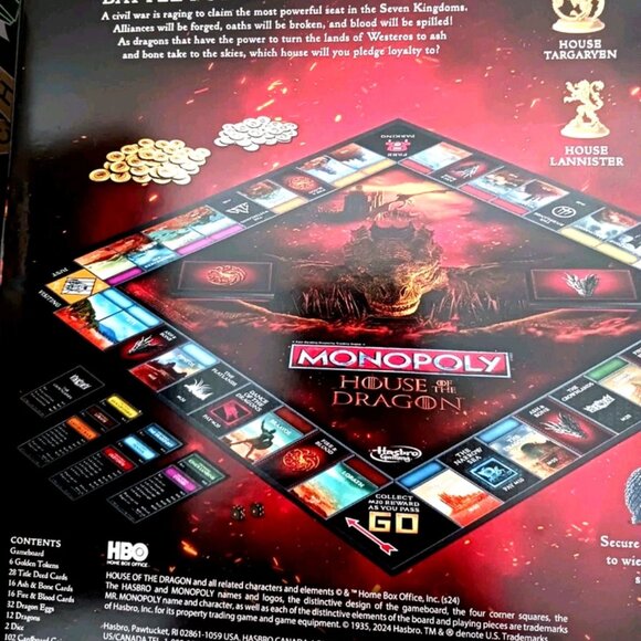 Monopoly House of the Dragon Edition Board Game New + Sealed - Picture 4 of 5